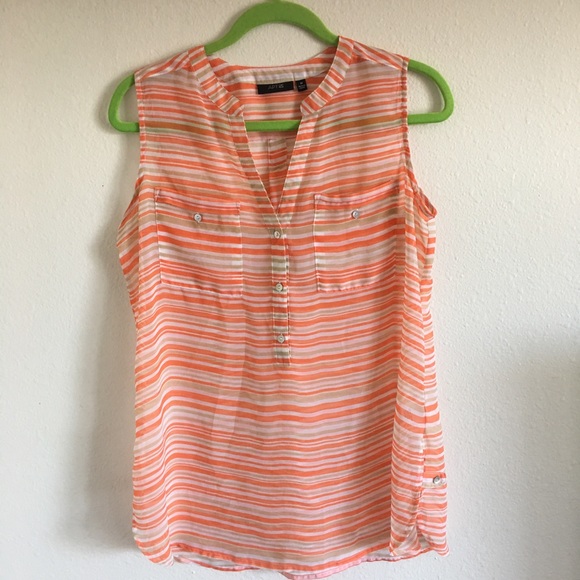 Apt. 9 Tops - Apt 9 sheer tank sz M. White, tan, orange/peach